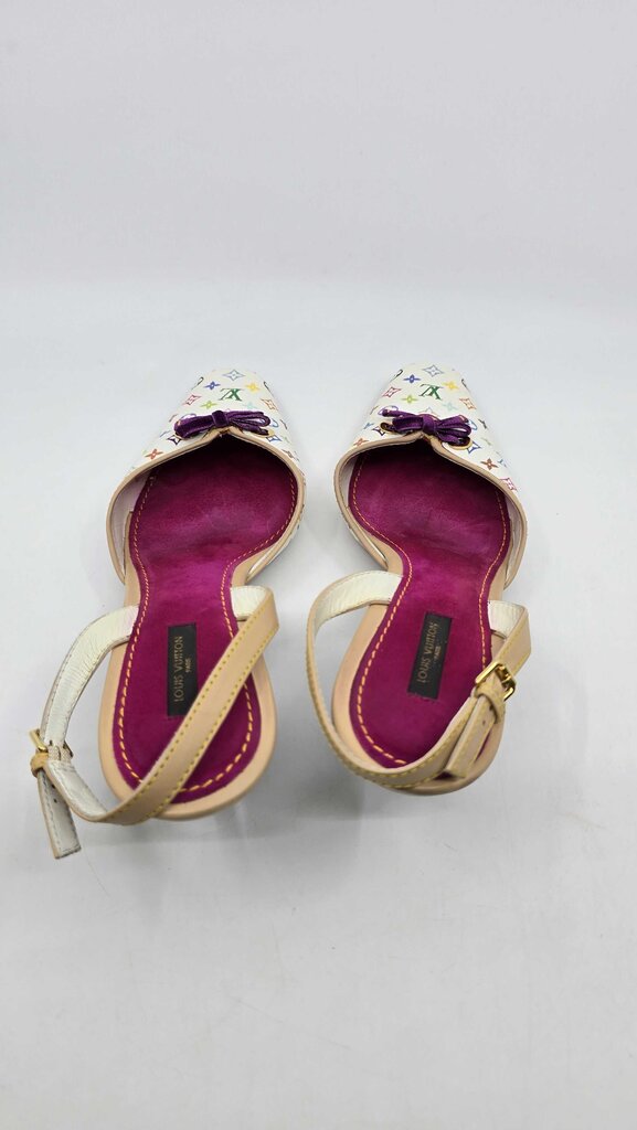 Louis Vuitton x Takashi Murakami monogram multicolore slingback heels
