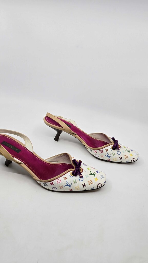 Louis Vuitton x Takashi Murakami monogram multicolore slingback heels