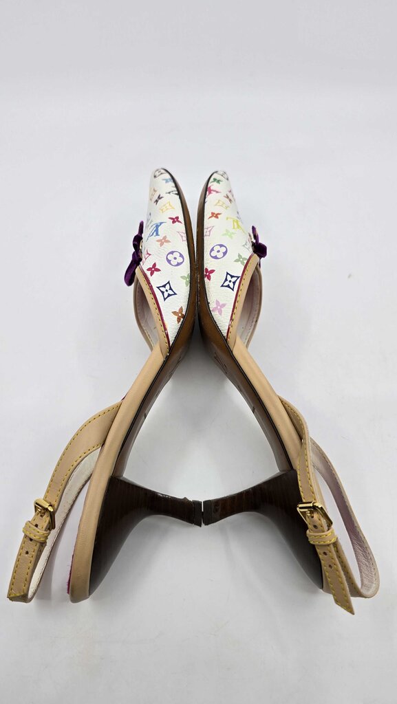 Louis Vuitton x Takashi Murakami monogram multicolore slingback heels