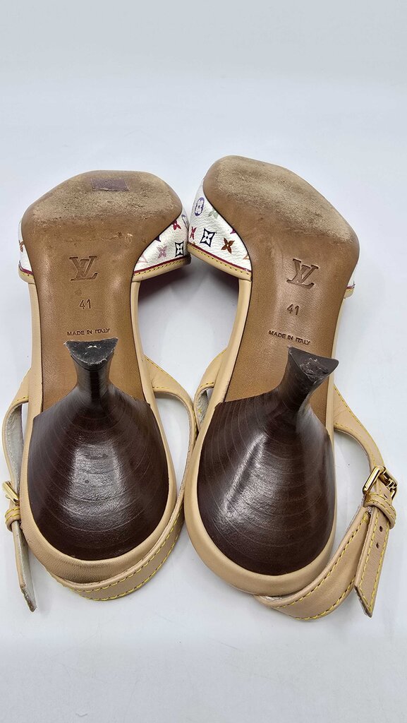 Louis Vuitton x Takashi Murakami monogram multicolore slingback heels