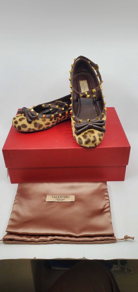 Valentino Garavani Leopard Pony-Style Calfskin Ballet Flats