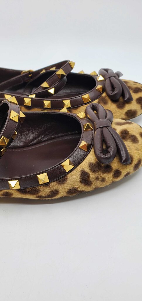 Valentino Garavani Leopard Pony-Style Calfskin Ballet Flats