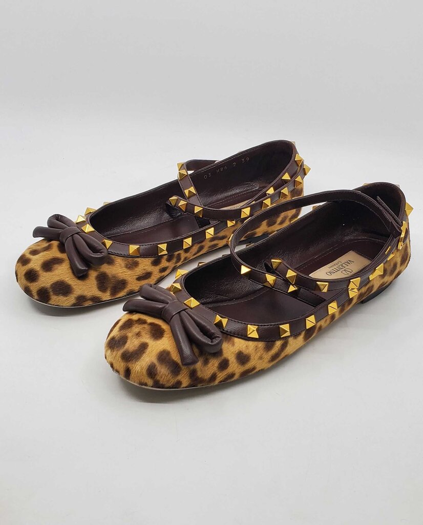 Valentino Garavani Leopard Pony-Style Calfskin Ballet Flats