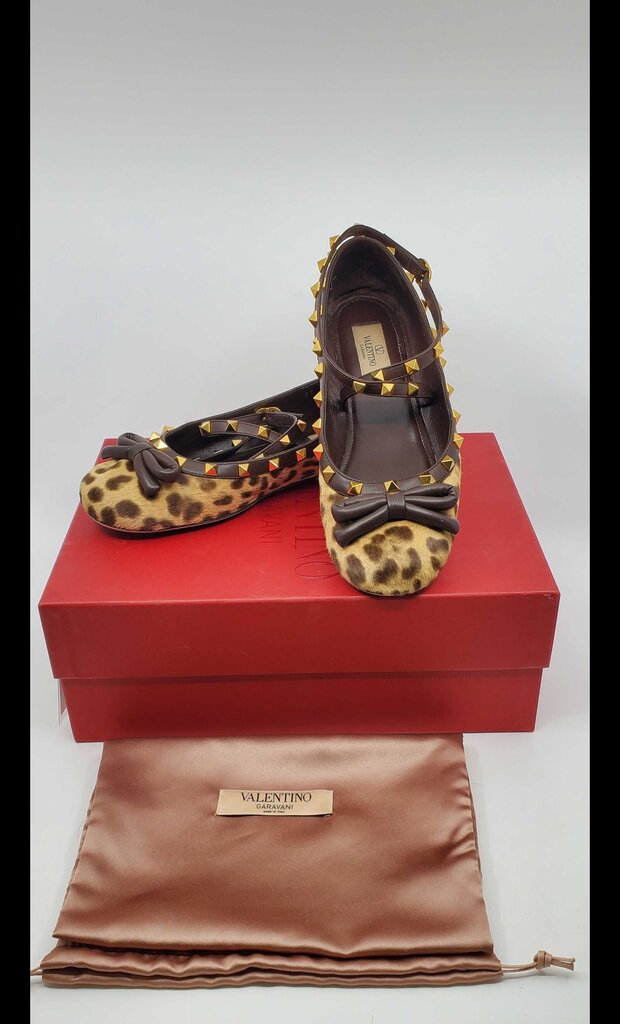 Valentino Garavani Leopard Pony-Style Calfskin Ballet Flats