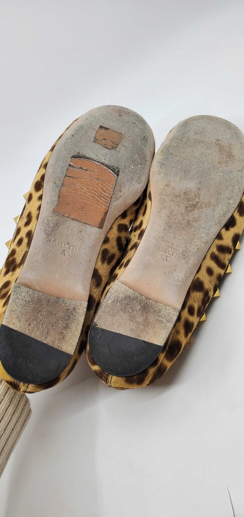 Valentino Garavani Leopard Pony-Style Calfskin Ballet Flats