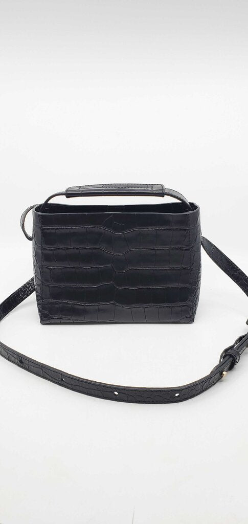 Flattered top handle croc embossed crossbody bag