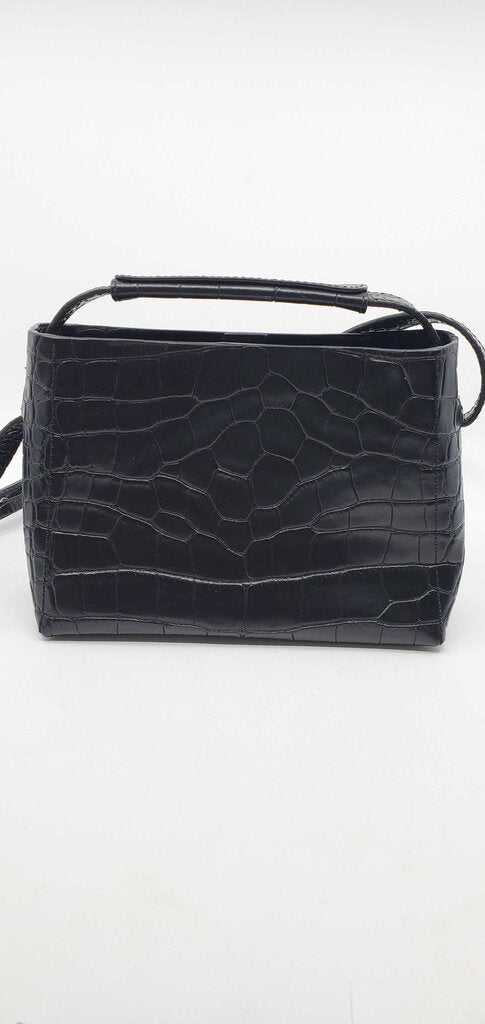 Flattered top handle croc embossed crossbody bag