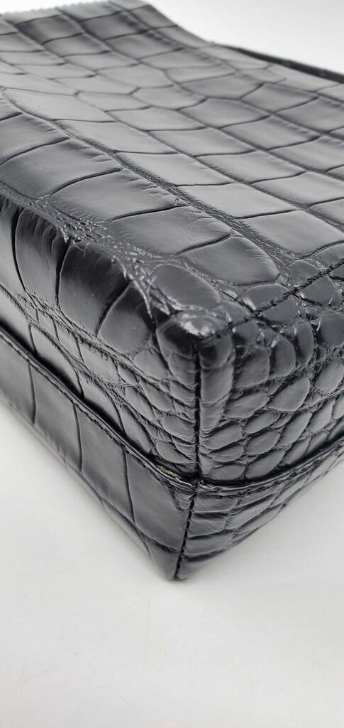 Flattered top handle croc embossed crossbody bag