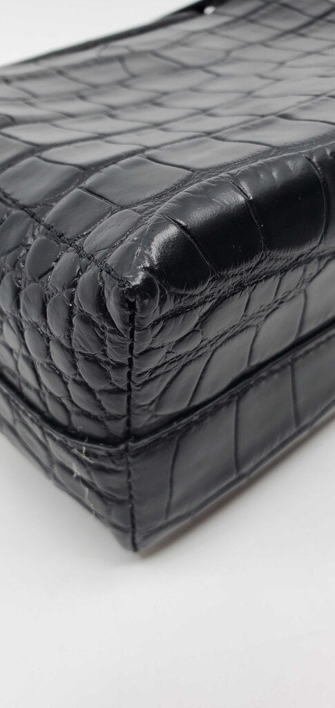 Flattered top handle croc embossed crossbody bag