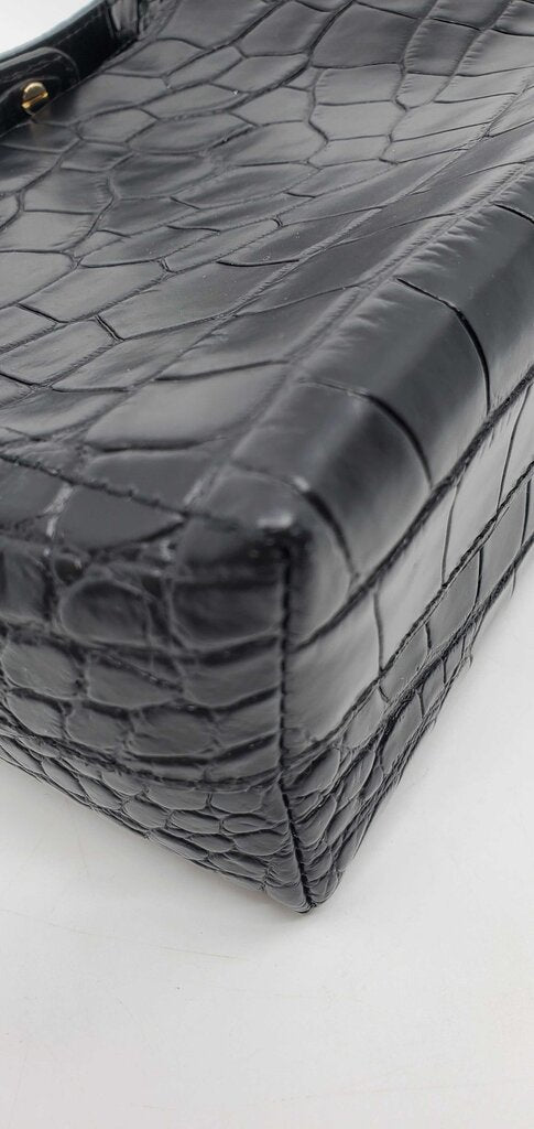 Flattered top handle croc embossed crossbody bag
