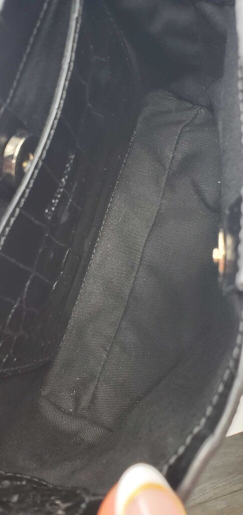 Flattered top handle croc embossed crossbody bag