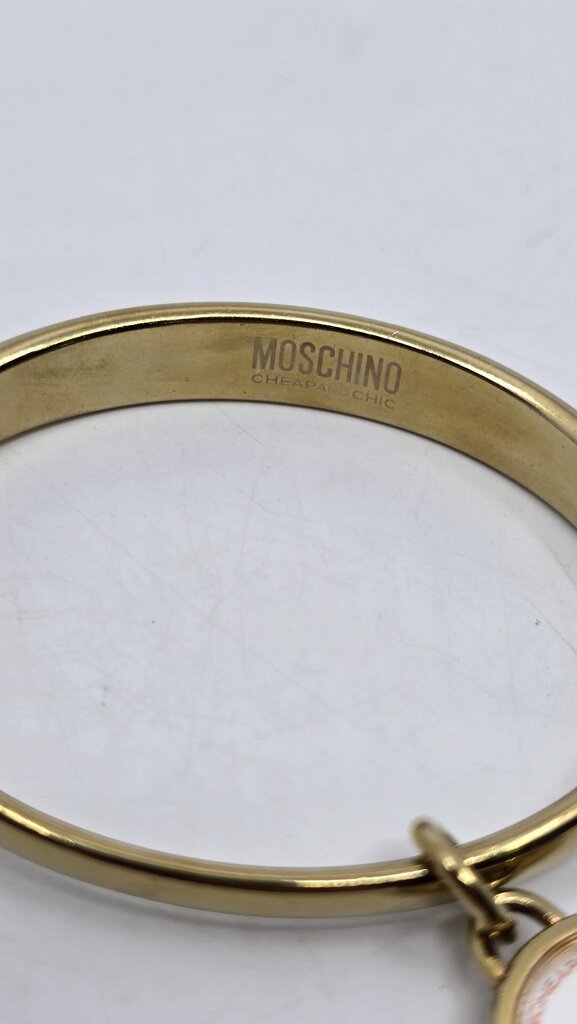 Moschino Cheap and Chic LET'S SMILE Smiley Face Yellow Gold Plated Watch Bracelet