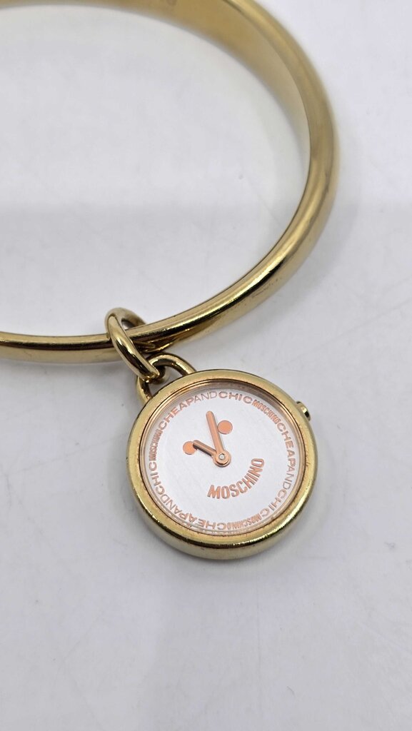 Moschino Cheap and Chic LET'S SMILE Smiley Face Yellow Gold Plated Watch Bracelet