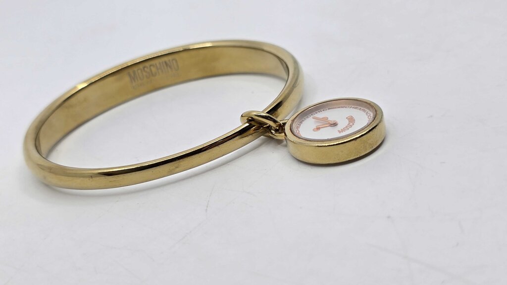 Moschino Cheap and Chic LET'S SMILE Smiley Face Yellow Gold Plated Watch Bracelet