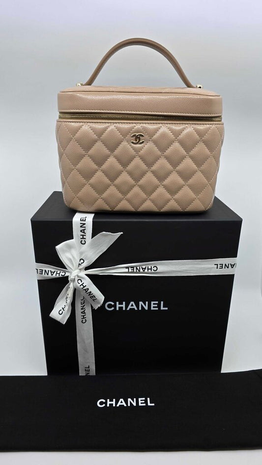 Chanel Quilted Cavier Vanity Case