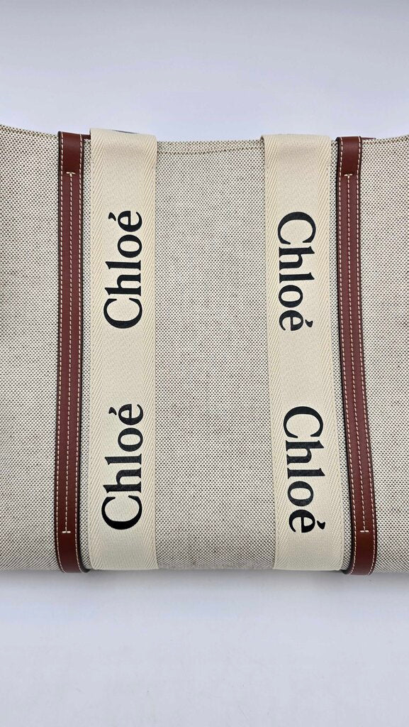 Chloe Woody Large Tote Bag in Linen