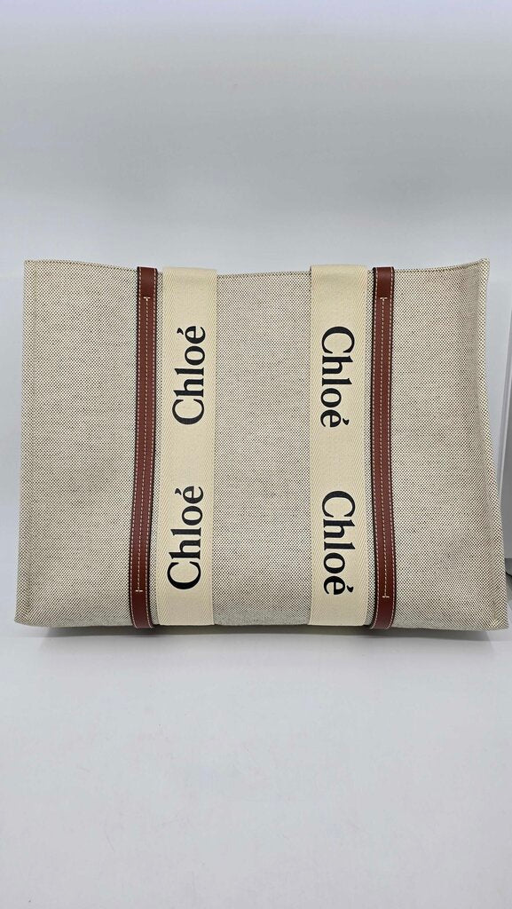 Chloe Woody Large Tote Bag in Linen