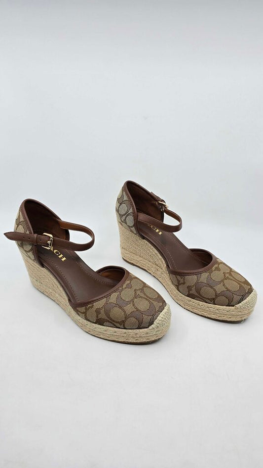 Coach Raine Espadrille Shoes in Signature Jacquard & Leather Trim