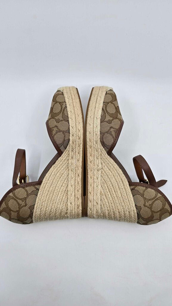 Coach Raine Espadrille Shoes in Signature Jacquard & Leather Trim