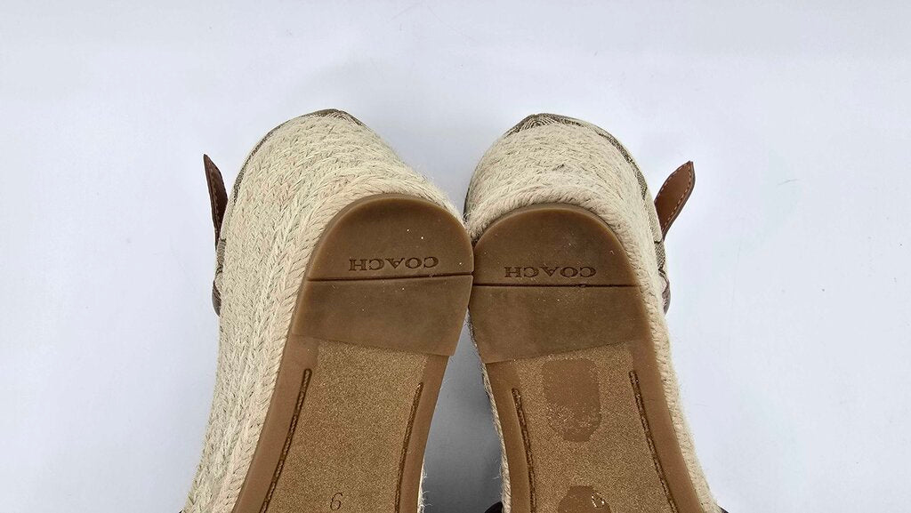 Coach Raine Espadrille Shoes in Signature Jacquard & Leather Trim