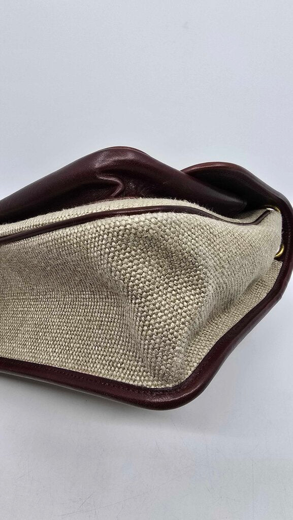 YSL Medium Niki Chain Satchel in Natural Canvas & chocolate Leather