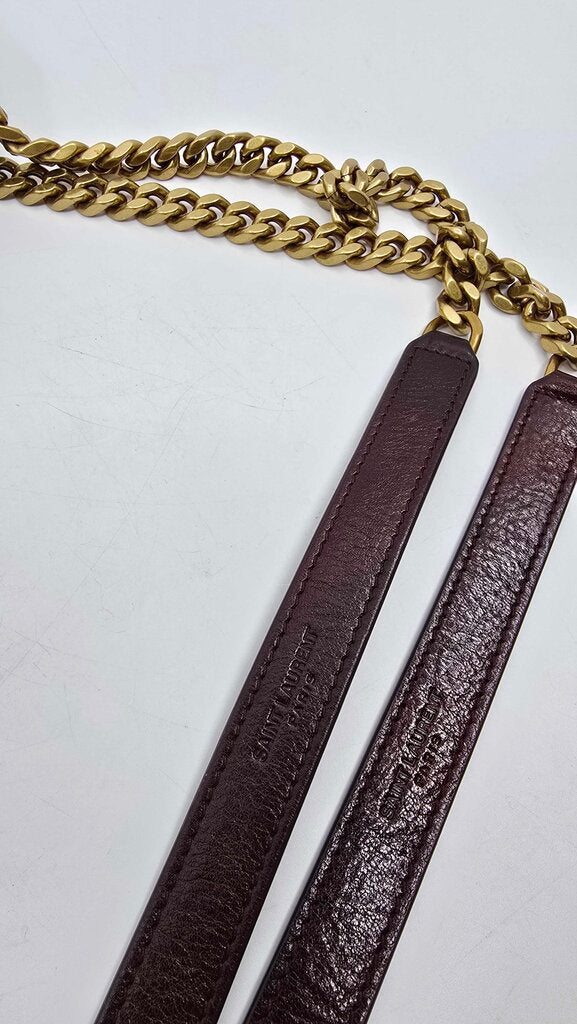 YSL Medium Niki Chain Satchel in Natural Canvas & chocolate Leather