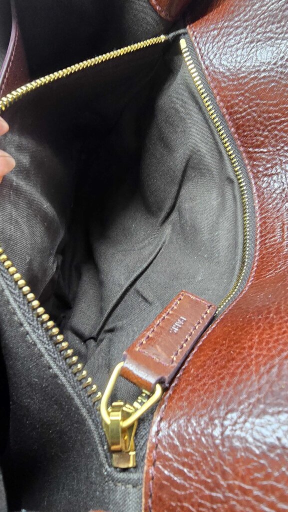 YSL Medium Niki Chain Satchel in Natural Canvas & chocolate Leather