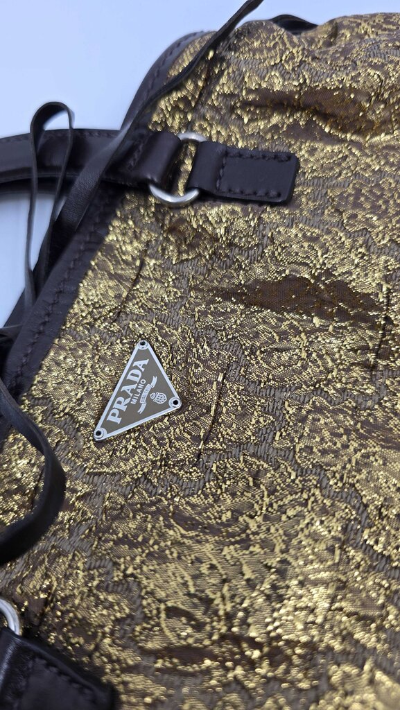 Prada Bronzo Brocade and leather handbag