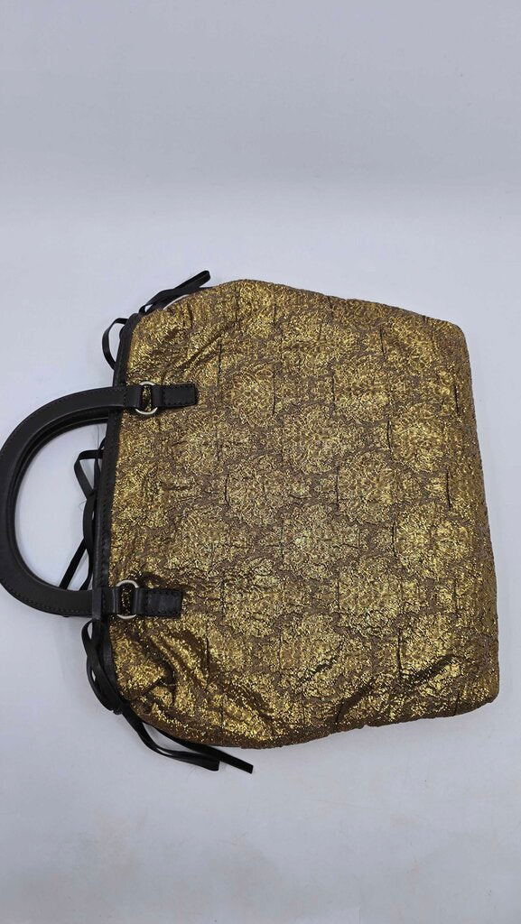 Prada Bronzo Brocade and leather handbag