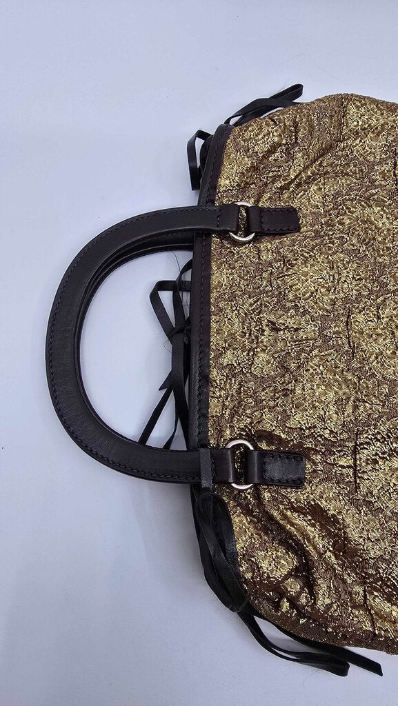 Prada Bronzo Brocade and leather handbag