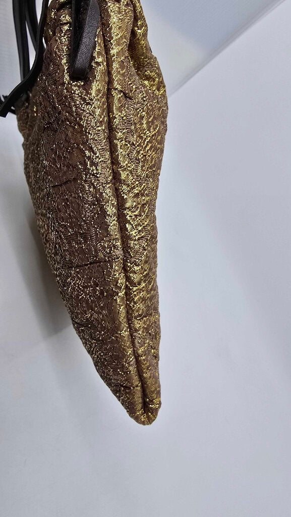 Prada Bronzo Brocade and leather handbag