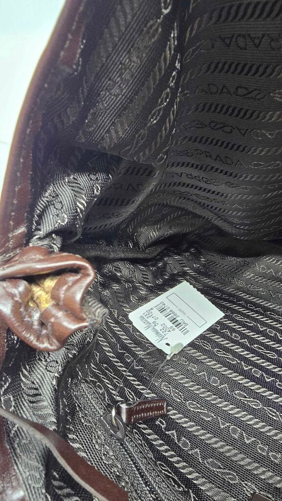 Prada Bronzo Brocade and leather handbag