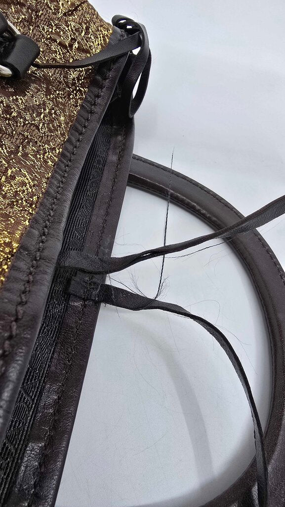 Prada Bronzo Brocade and leather handbag