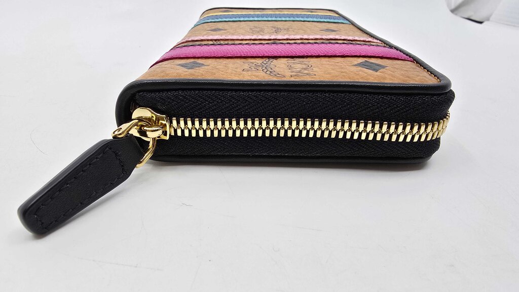 MCM Visetos Striped Zip Around Wallet