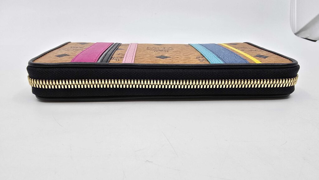 MCM Visetos Striped Zip Around Wallet