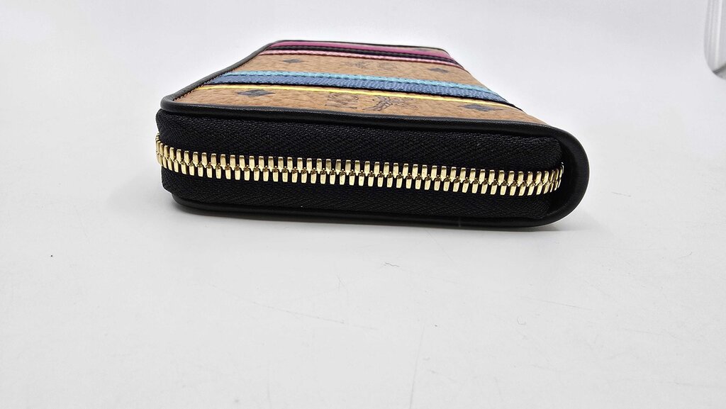 MCM Visetos Striped Zip Around Wallet