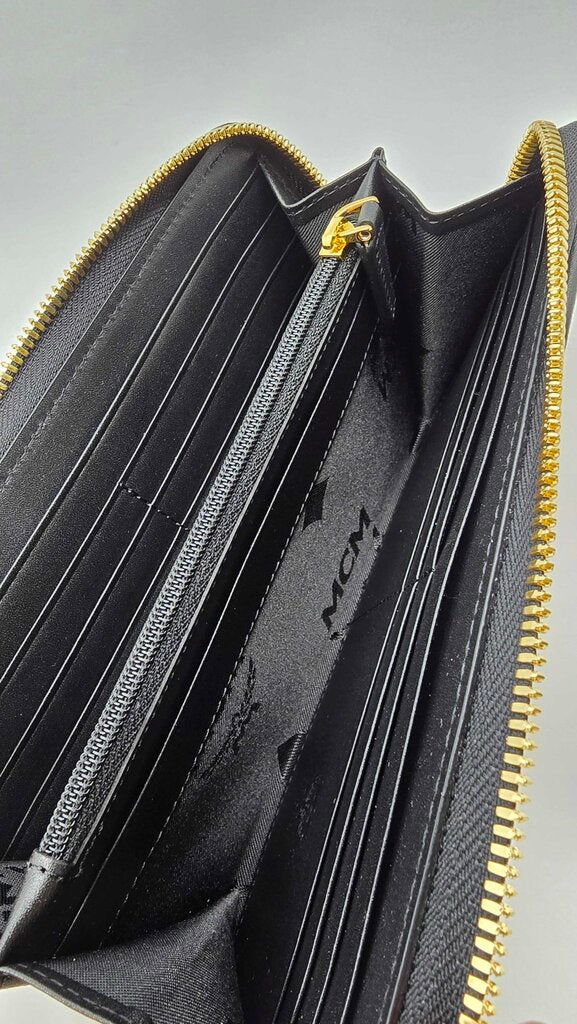 MCM Visetos Striped Zip Around Wallet