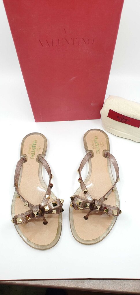 Valentino Rockstud PVC Pump Flat Thong Sandals