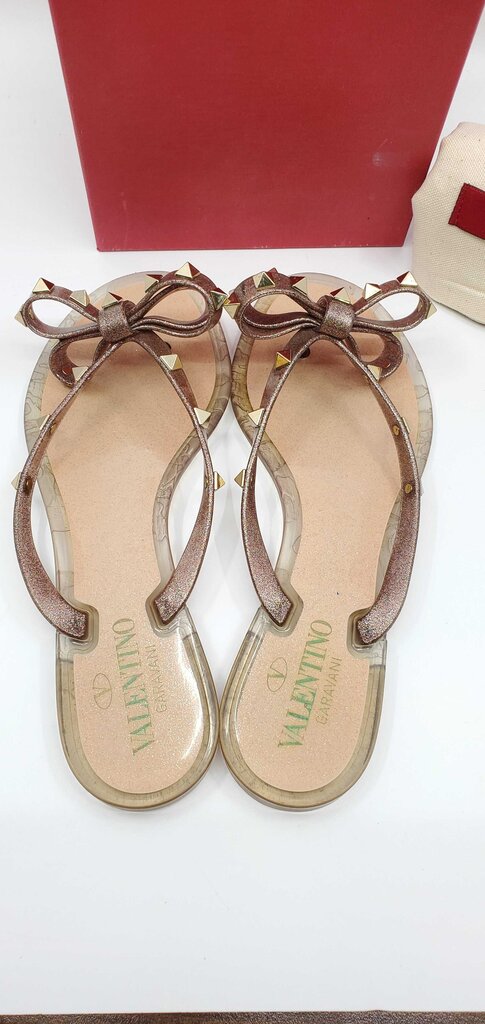 Valentino Rockstud PVC Pump Flat Thong Sandals