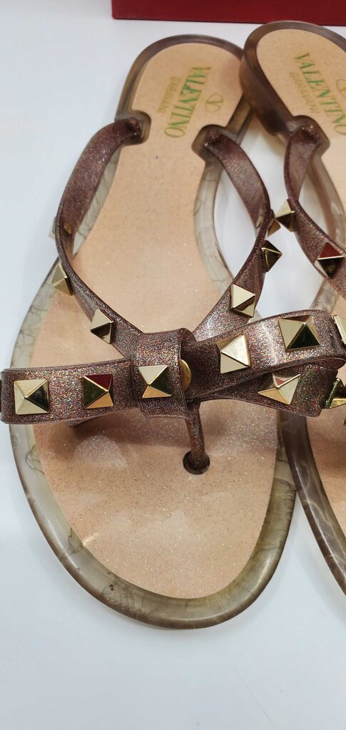 Valentino Rockstud PVC Pump Flat Thong Sandals