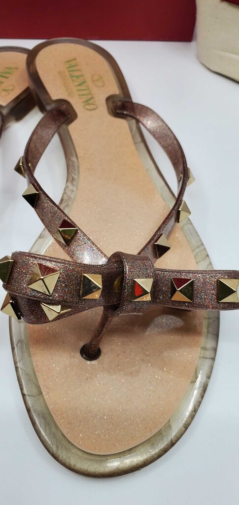 Valentino Rockstud PVC Pump Flat Thong Sandals
