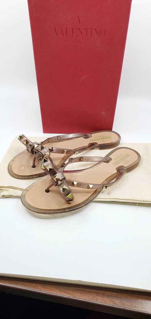 Valentino Rockstud PVC Pump Flat Thong Sandals