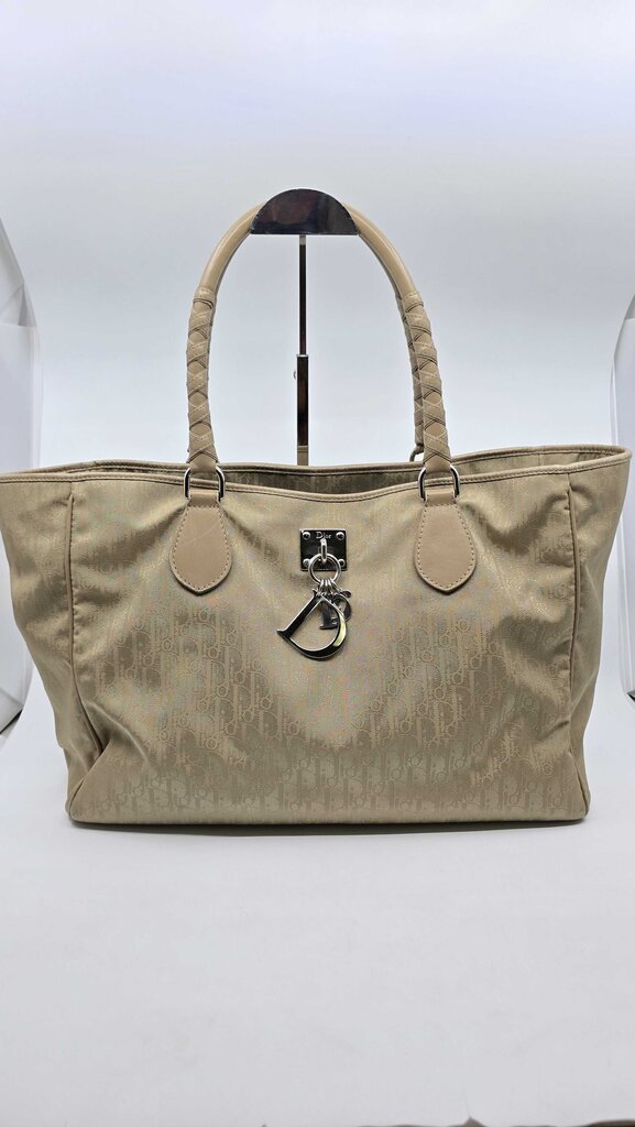 Christian Dior beige Diorissimo canvas and leather tote bag from the 2007 collection by John Galliano