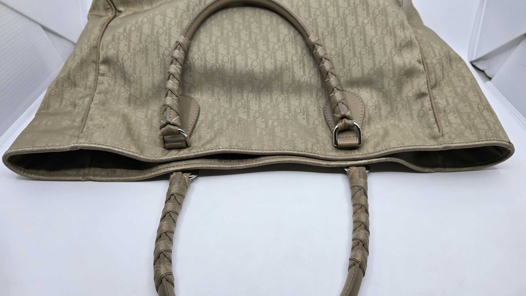 Christian Dior beige Diorissimo canvas and leather tote bag from the 2007 collection by John Galliano