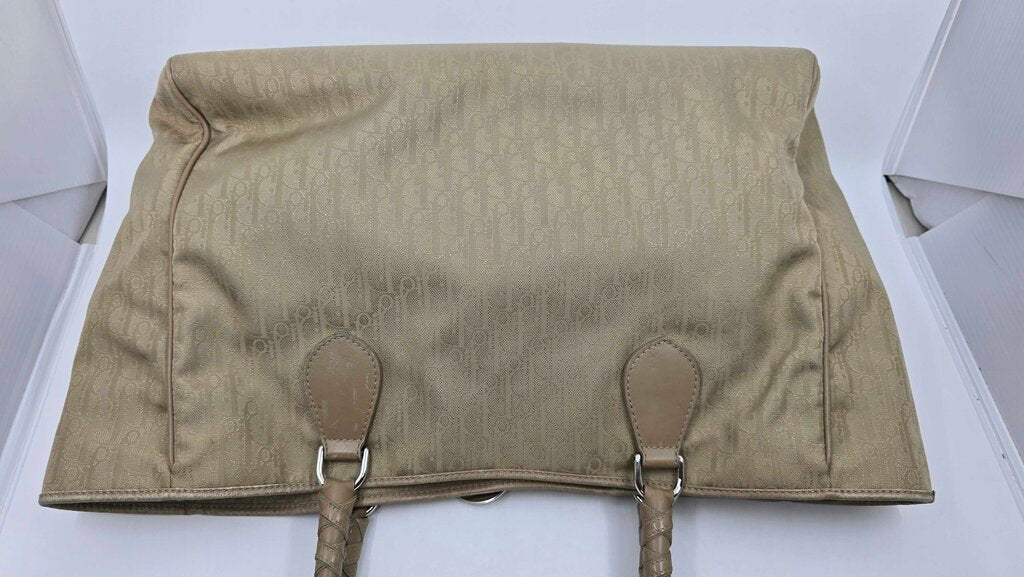 Christian Dior beige Diorissimo canvas and leather tote bag from the 2007 collection by John Galliano