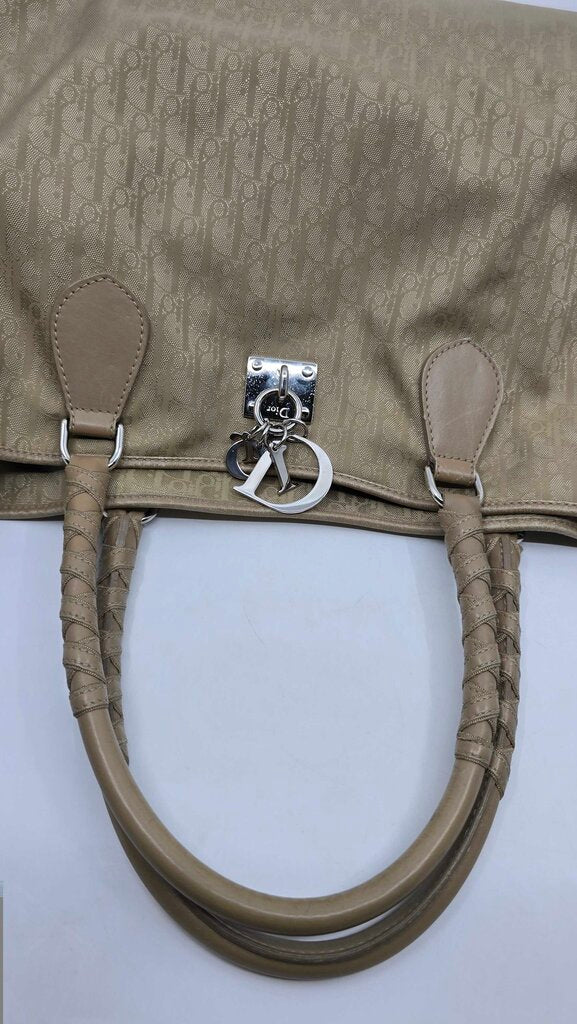 Christian Dior beige Diorissimo canvas and leather tote bag from the 2007 collection by John Galliano