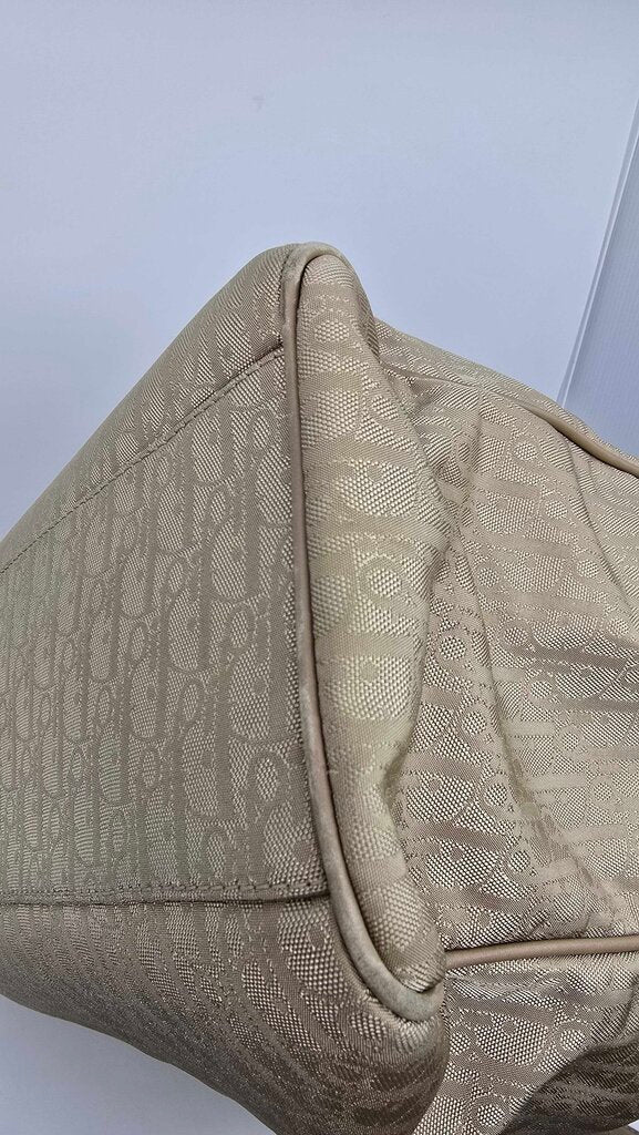 Christian Dior beige Diorissimo canvas and leather tote bag from the 2007 collection by John Galliano