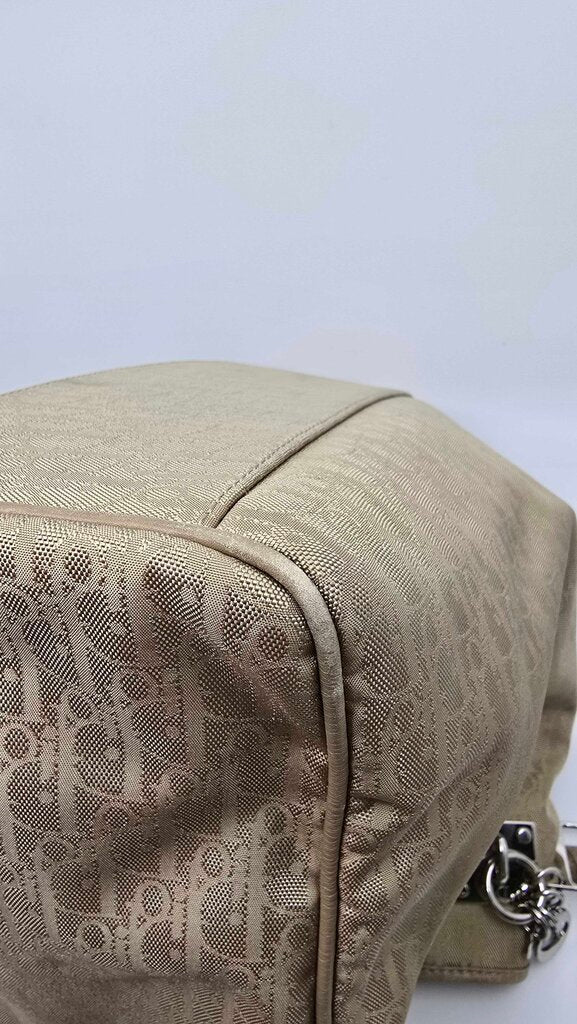 Christian Dior beige Diorissimo canvas and leather tote bag from the 2007 collection by John Galliano
