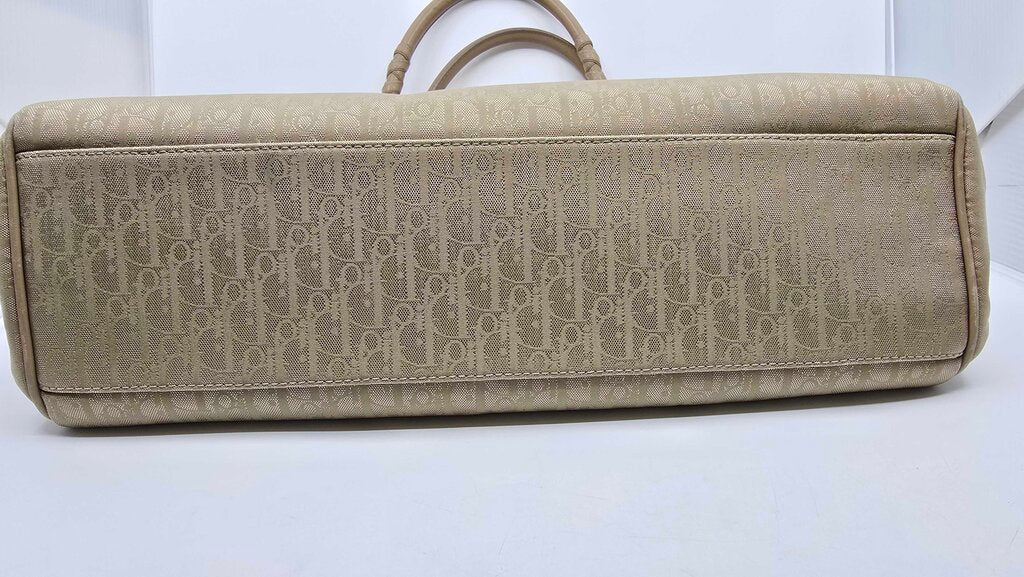 Christian Dior beige Diorissimo canvas and leather tote bag from the 2007 collection by John Galliano