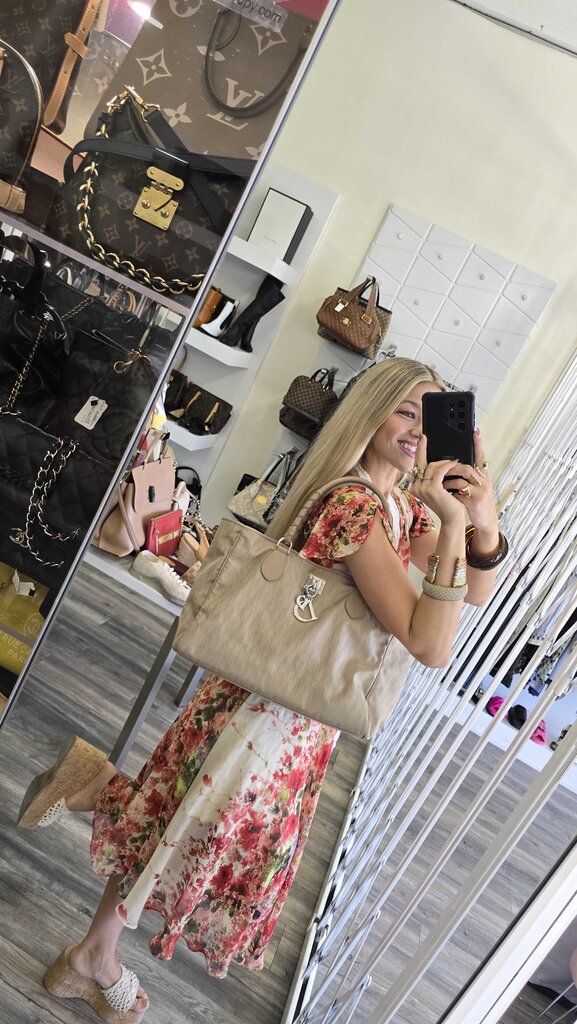 Christian Dior beige Diorissimo canvas and leather tote bag from the 2007 collection by John Galliano